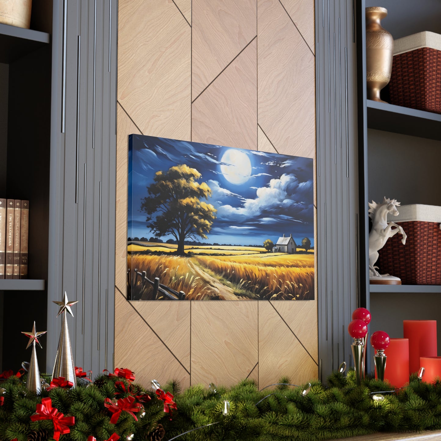 Moonlit Valley: Classic Oil Painting Wall Décor