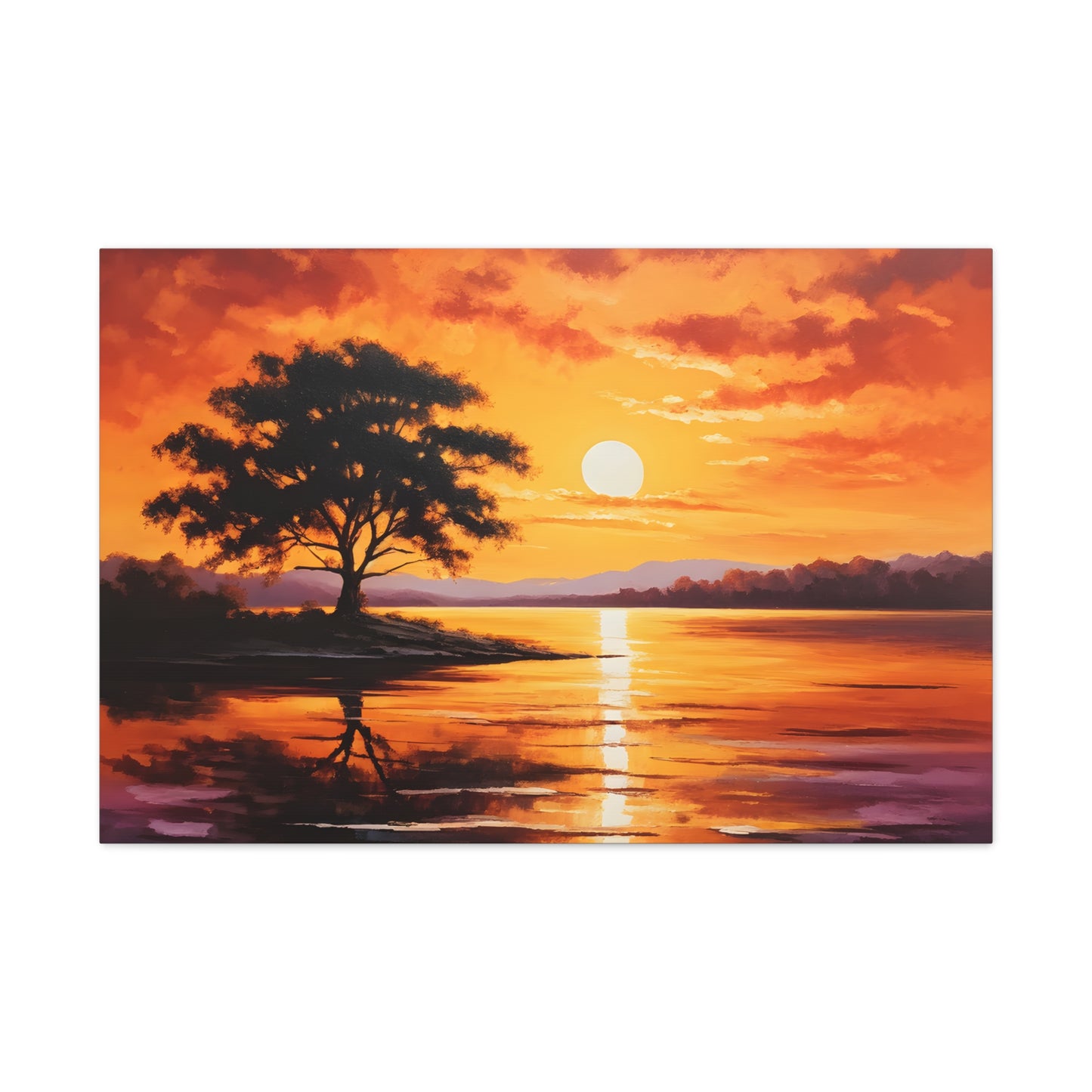 Sunset Cascade: Classic Oil Painting Wall Décor