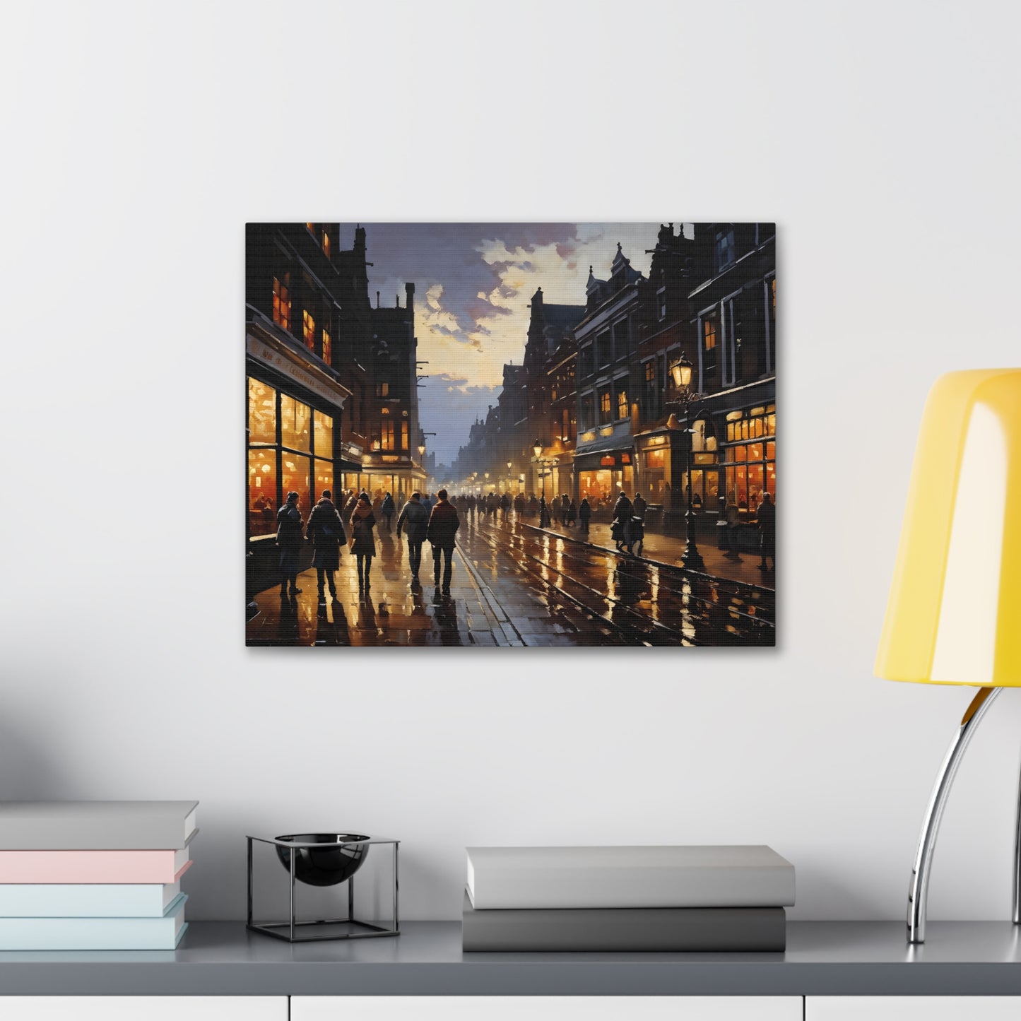 Street Scape Glow: Classic Oil Painting Wall Décor