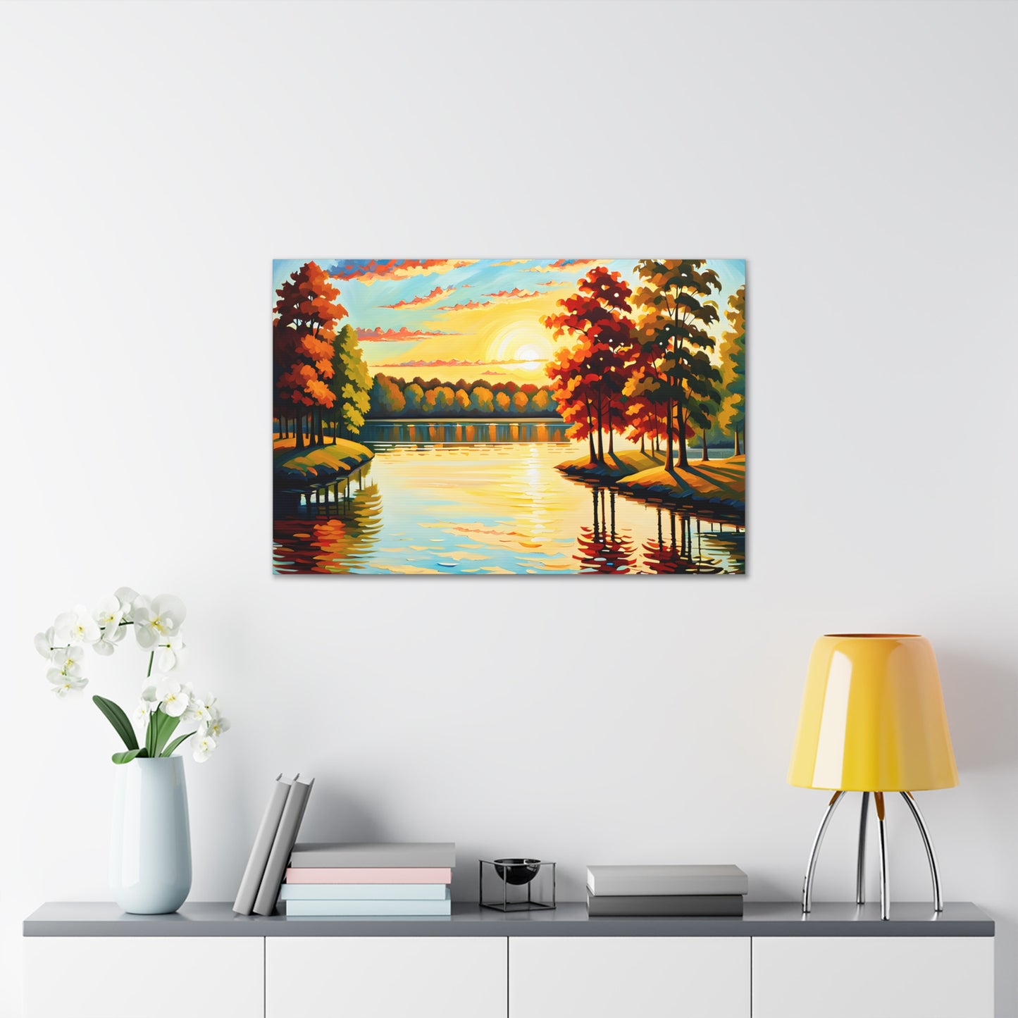 Crimson Horizon: Classic Oil Painting Wall Décor