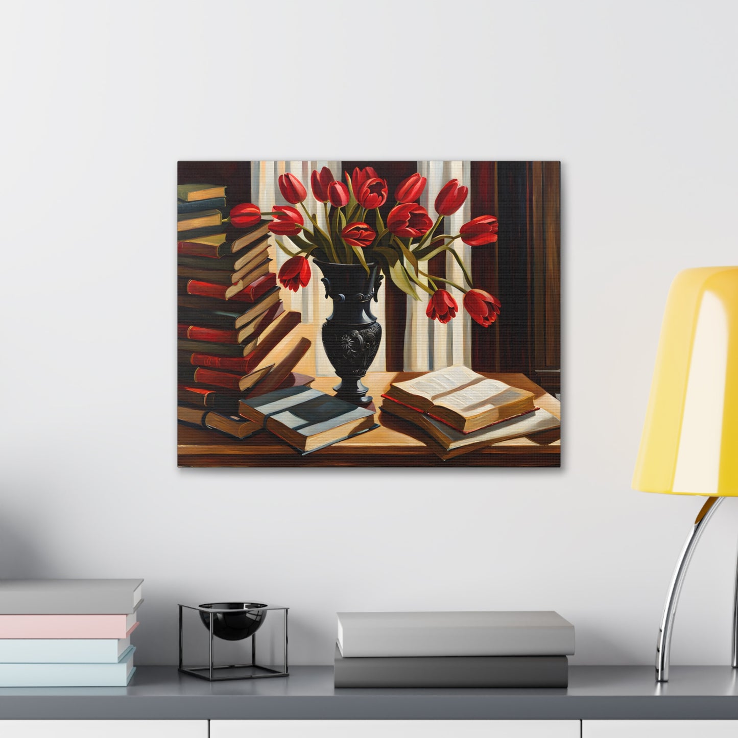 Drenched Tulips: Classic Oil Painting Wall Décor