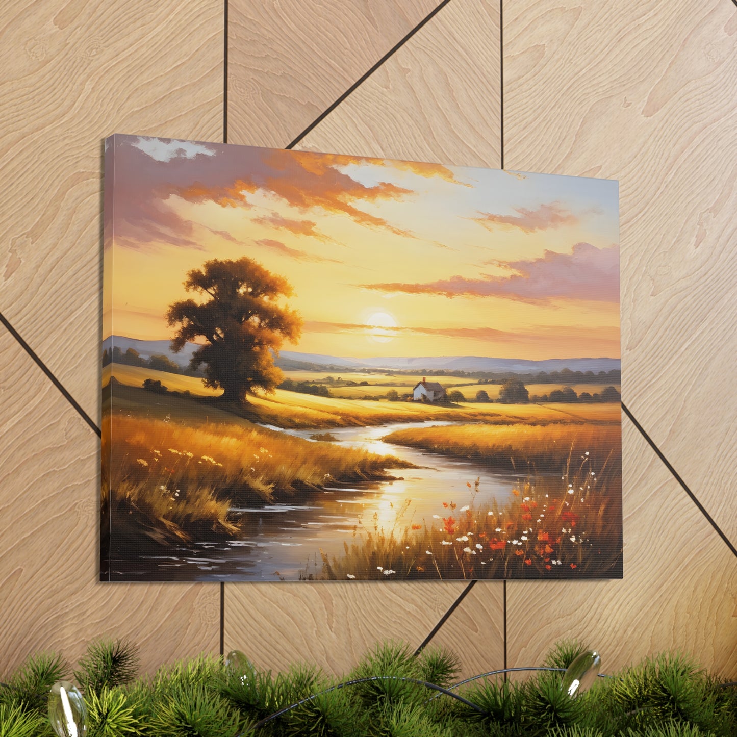 Amber Fields: Classic Oil Painting Wall Décor