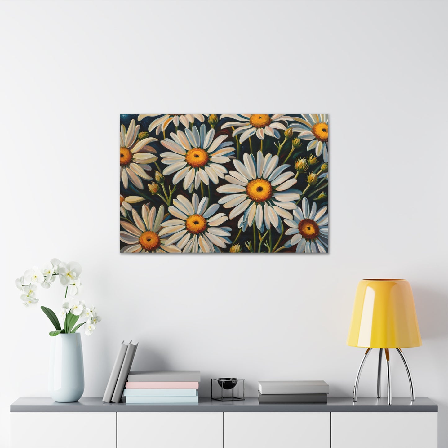 Dew Kissed Daisies: Classic Oil Painting Wall Décor