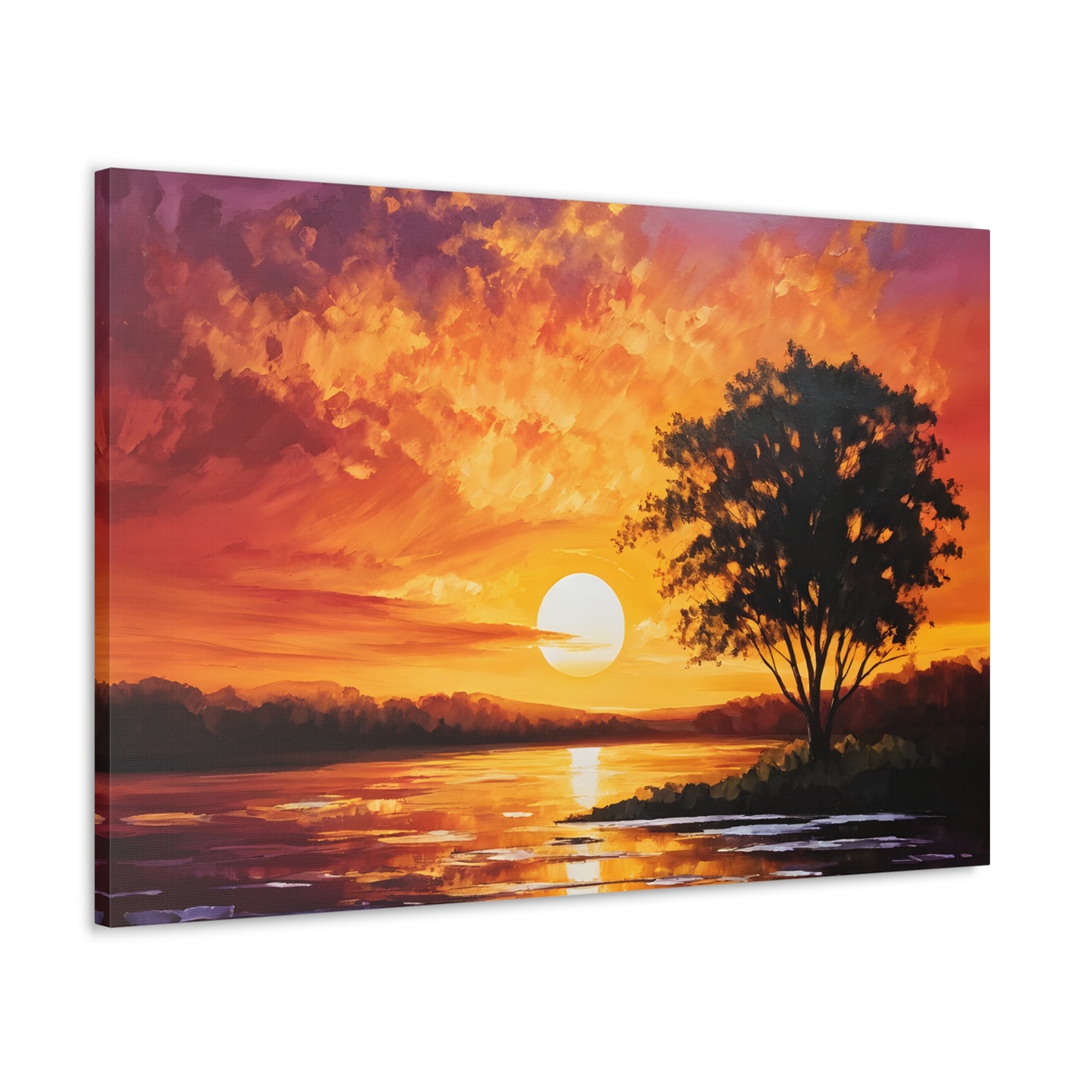 Golden Sunset: Classic Oil Painting Wall Décor