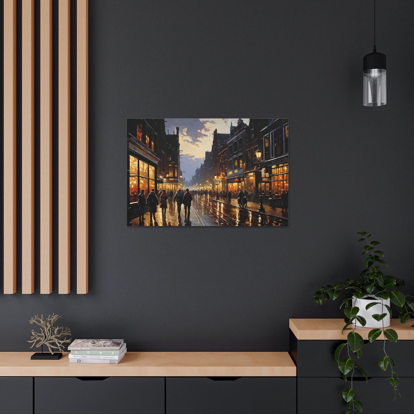 Street Scape Glow: Classic Oil Painting Wall Décor