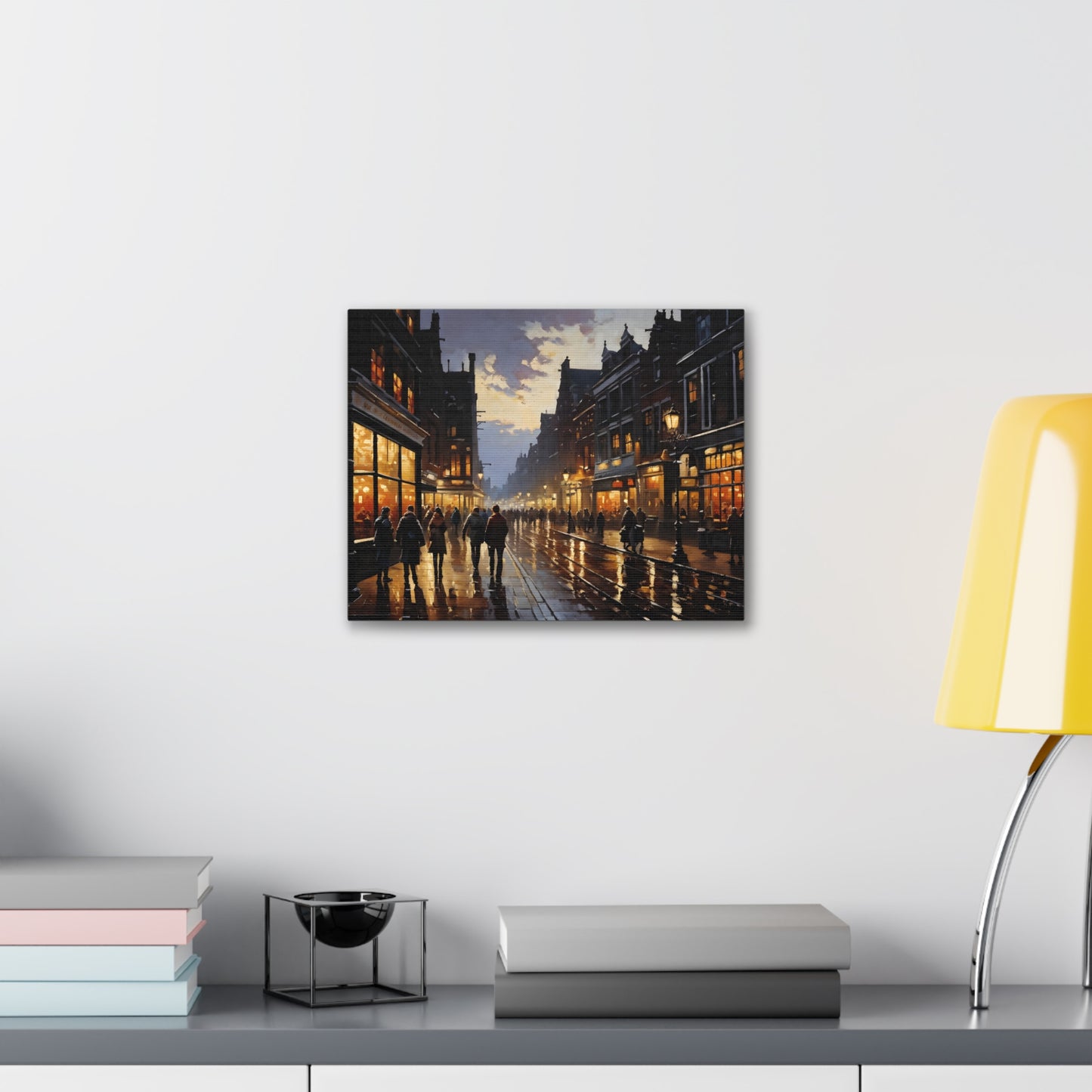 Street Scape Glow: Classic Oil Painting Wall Décor