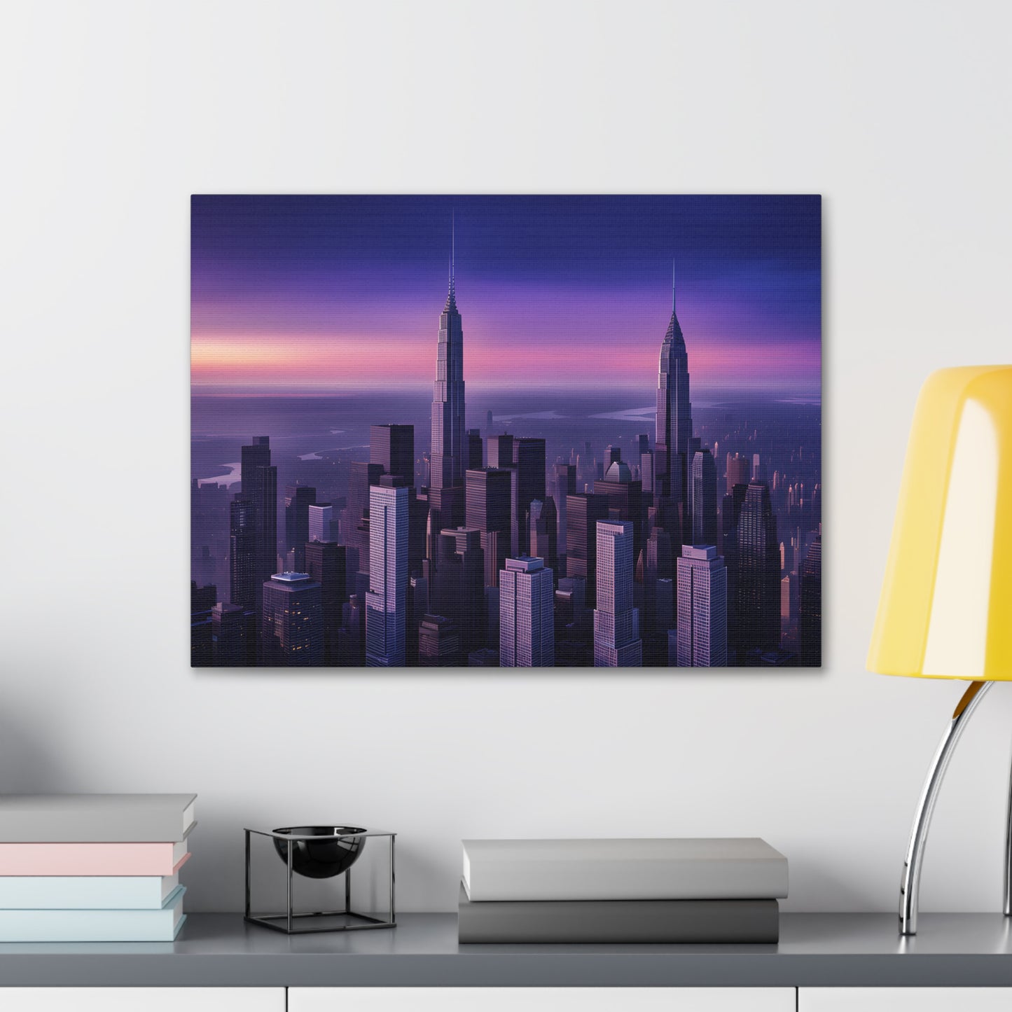 Purple Hues: Cityscape Wall Décor