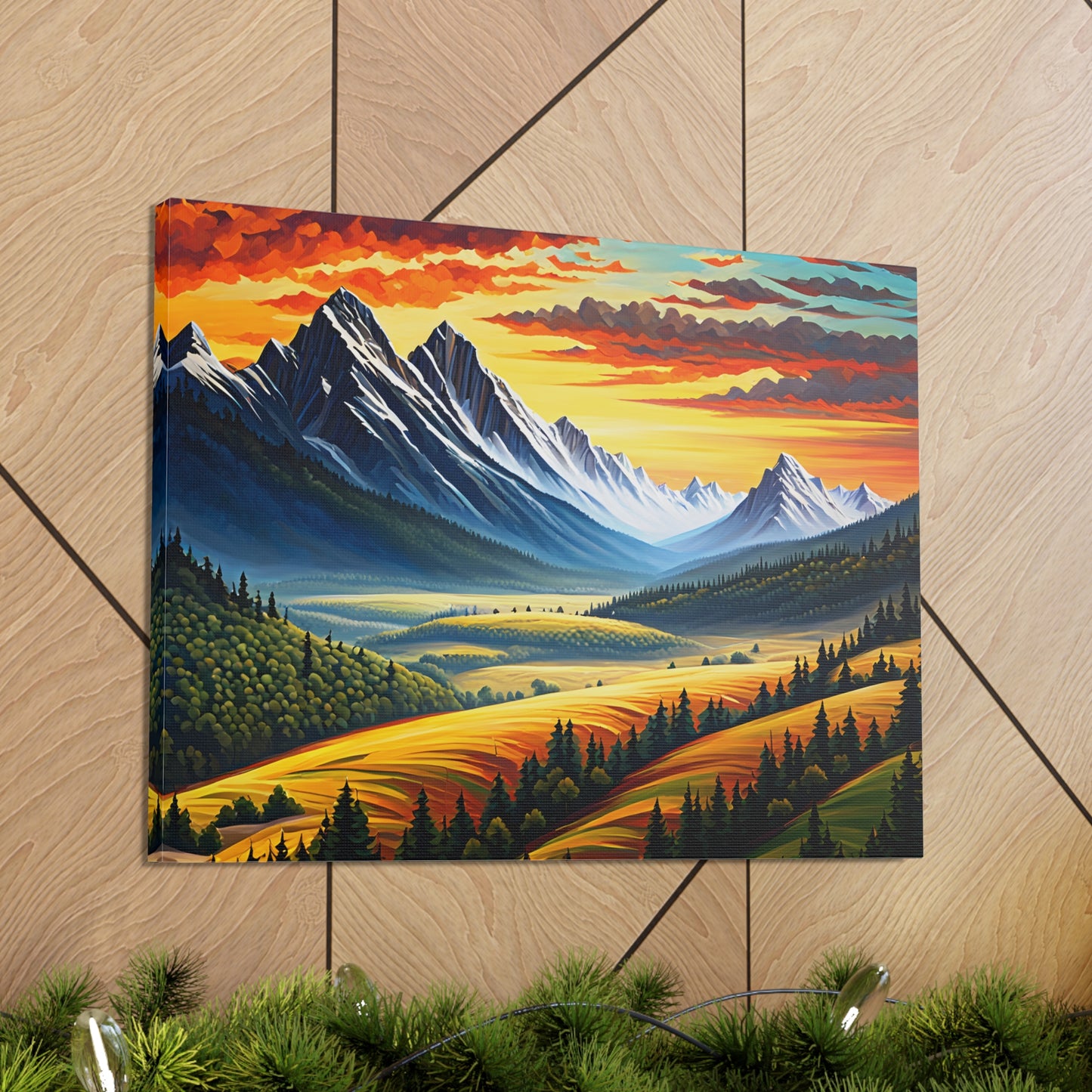 Mountain Echo: Classic Oil Painting Wall Décor