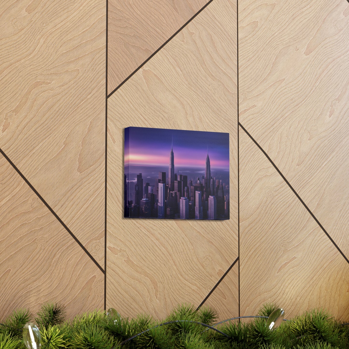 Purple Hues: Cityscape Wall Décor