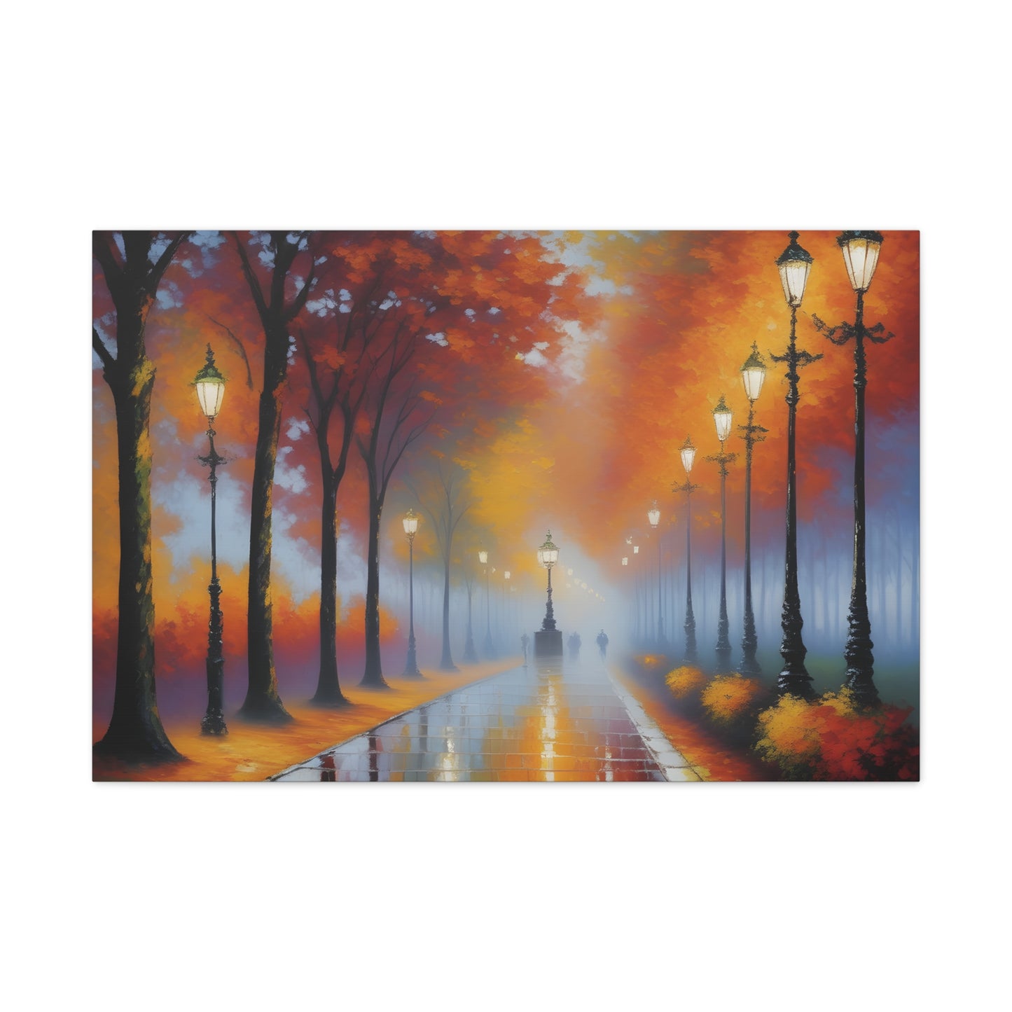 Lamp Post Serenity: Classic Oil Painting Wall Décor