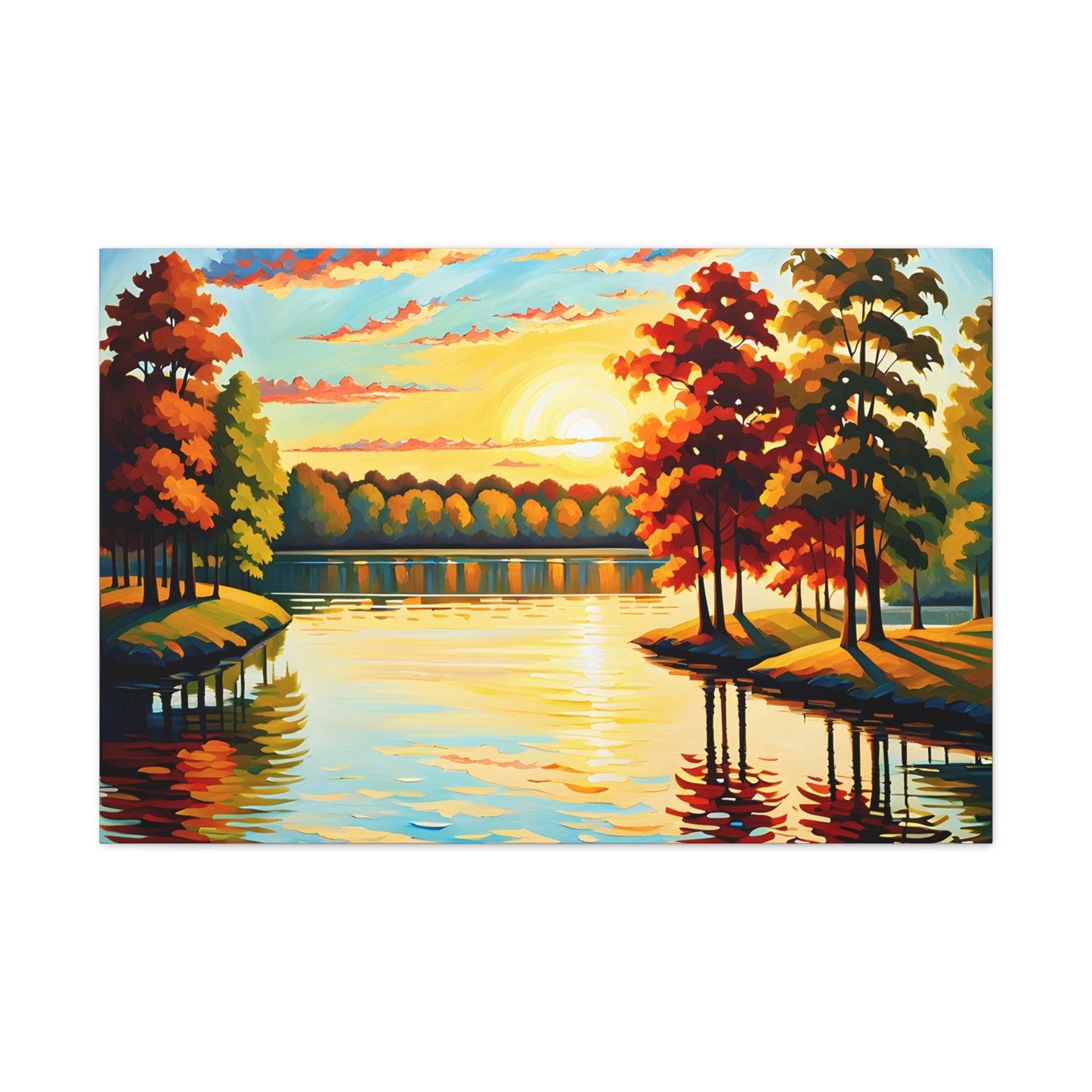 Crimson Horizon: Classic Oil Painting Wall Décor