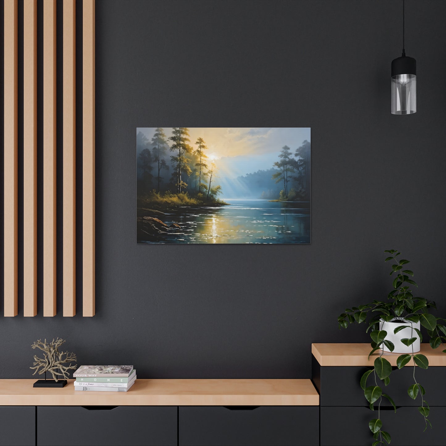 Foggy Lakeside: Classic Oil Painting Wall Décor