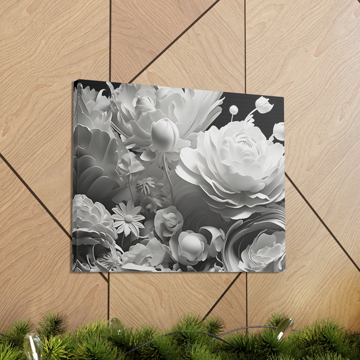 Marble Petals: Black and White Wall Décor