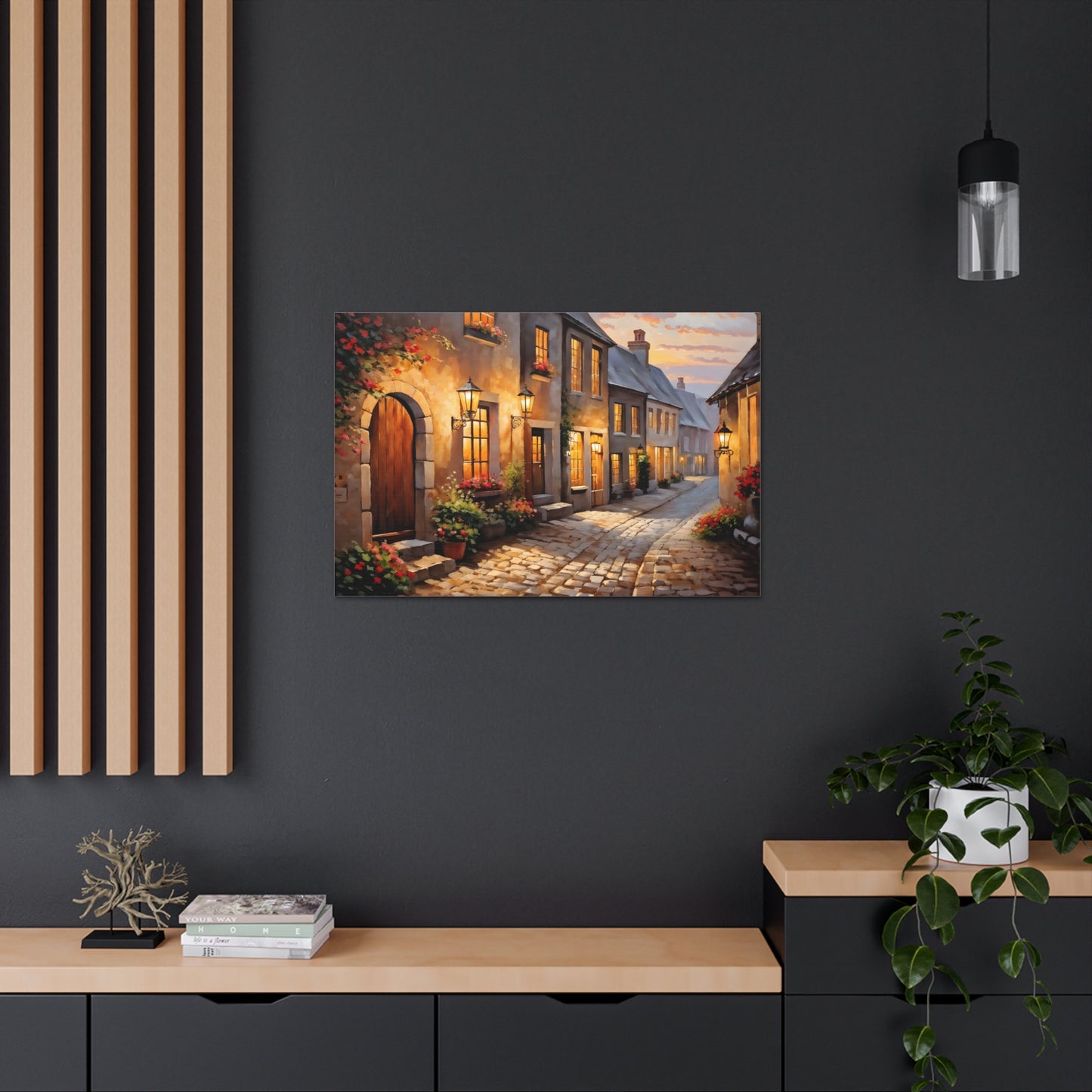 Cobblestone Path: Classic Oil Painting Wall Décor